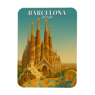 Magnet Flexible Barcelone Espagne Vintage voyage Abstrait