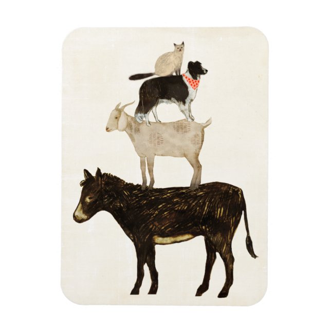 Magnet Flexible Barnyard Bufs - Âne, Chèvre, Chien, Chat (Vertical)
