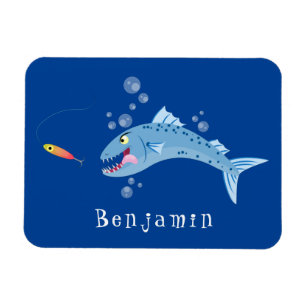 Magnet Flexible Barracuda fish hungry fishing cartoon illustration