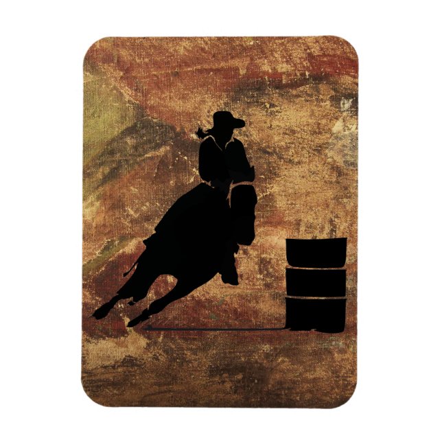 Magnet Flexible Barrel Racing Girl Silhouette on a Grunge Texture (Vertical)