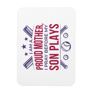 Magnet Flexible Baseball Fier Mère Je Prie Avant Que Mon Fils Ne J