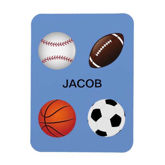 Magnet Flexible Baseball, Football, Football et Basket Sports (Vertical)