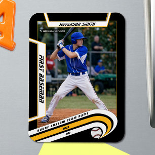 Magnet Flexible Baseball Souvenirs Jaune Noir Personnalisé