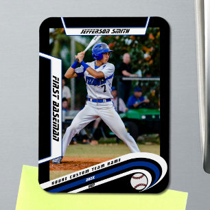 Magnet Flexible Baseball Souvenirs Vivant Noir Bleu Personnalisé