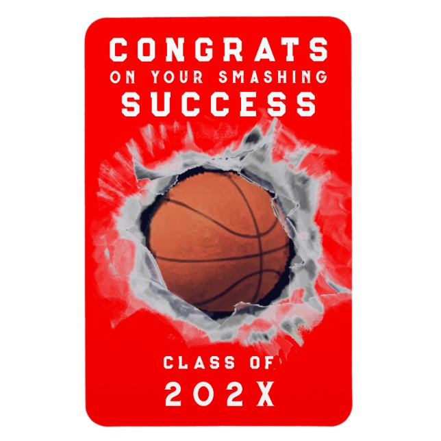 Magnet Flexible Basket-ball Senior Night Red (Vertical)