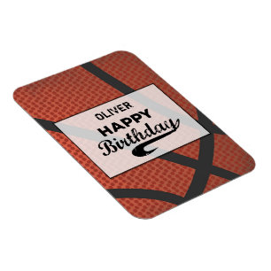 Magnet Flexible Basketball Anniversaire Nom Personnalisé Grande Ba
