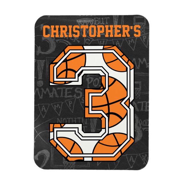 Magnet Flexible Basketball Chalkboard 3e anniversaire (Vertical)