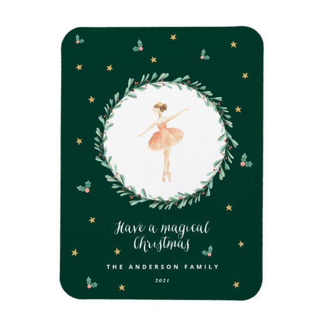 Magnet Flexible Basse-noisette ballerine botanique joli Noël (Vertical)
