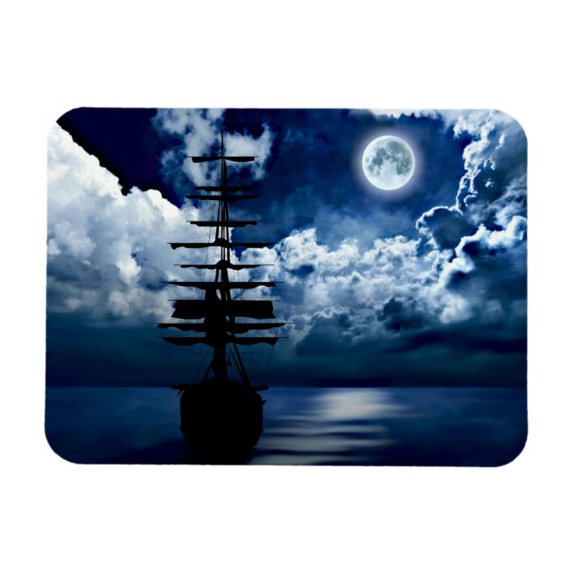 Magnet Flexible Bateau à la pleine lune (Horizontal)