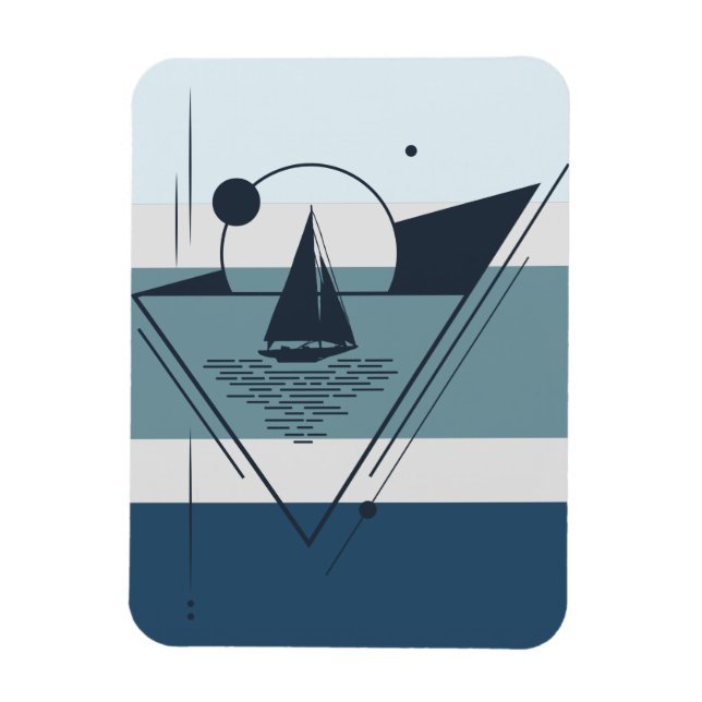 Magnet Flexible Bateau à voile géométrique Art moderne (Vertical)