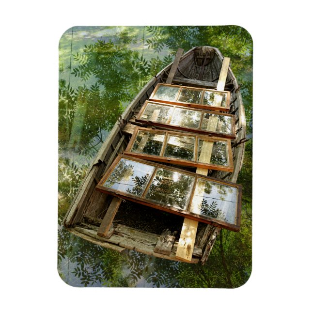 Magnet Flexible Bateau en bois dans un lit d'aimant feuille de row (Vertical)