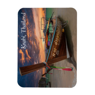 Magnet Flexible Bateau longue queue au coucher du soleil, Krabi, T