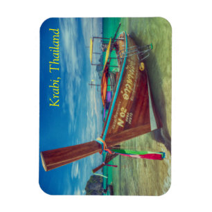 Magnet Flexible Bateau longue queue sur la plage, Krabi, Thaïlande