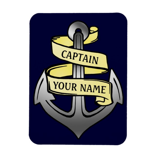 Magnet Flexible Bateau personnalisable Capitaine Votre nom Ancre (Vertical)