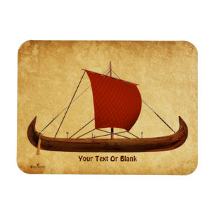 Magnet Flexible Bateau viking à voile rouge II