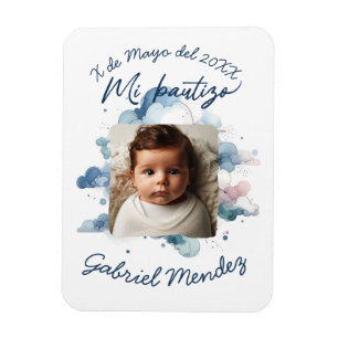 Magnet Flexible Bautizo con foto Espagnol Aquarelle