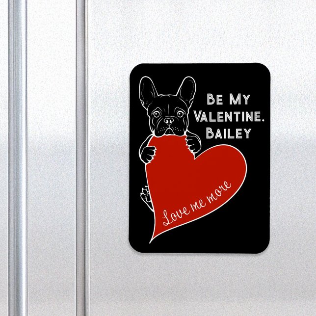 Magnet Flexible Be My Valentine French Bulldog with a Red Heart (Créateur téléchargé)