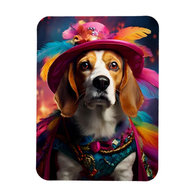 Magnet Flexible Beagle dans un Casquette plumé (Vertical)