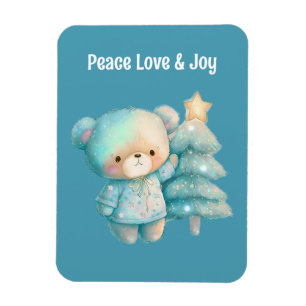 Magnet Flexible Bear mignonne et sapin de Noël Turquoise