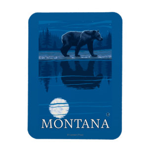 Magnet Flexible Bear Walking in Moonlight Vintage voyage