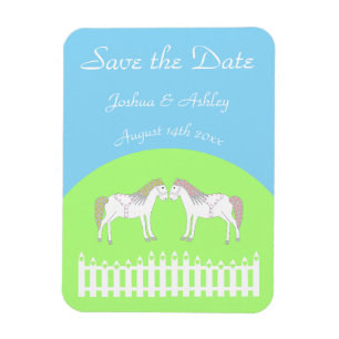 Magnet Flexible Beau Cheval Mariage Blanc Personnalisé