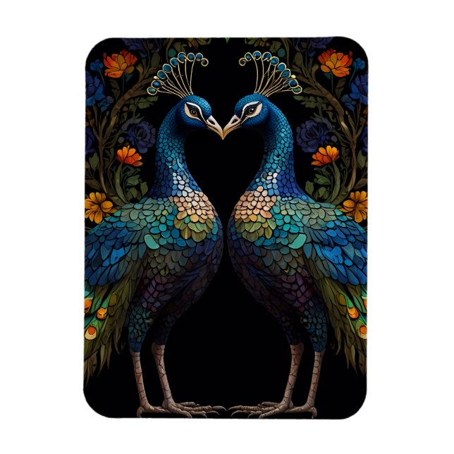 Magnet Flexible Beau Majestic Peacock Couple (Vertical)