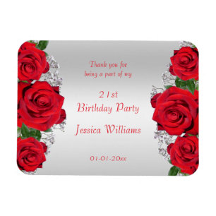 Magnet Flexible Beau x Roses Rouges Romantiques Anniversaire
