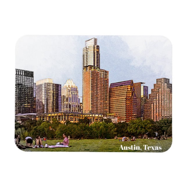 Magnet Flexible Beautiful Austin Texas Skyline Travel  (Horizontal)