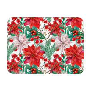 Magnet Flexible Beautiful red and white Christmas poinsettia