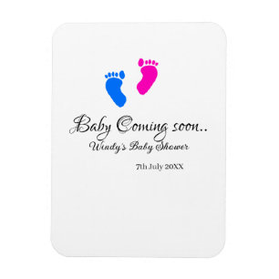 Magnet Flexible Bébé à venir bientôt baby shower bleu rose bébé pi