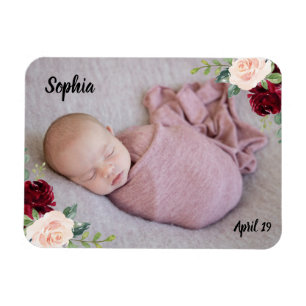 Magnet Flexible Bébé belle fille Fleurs rousses Photo