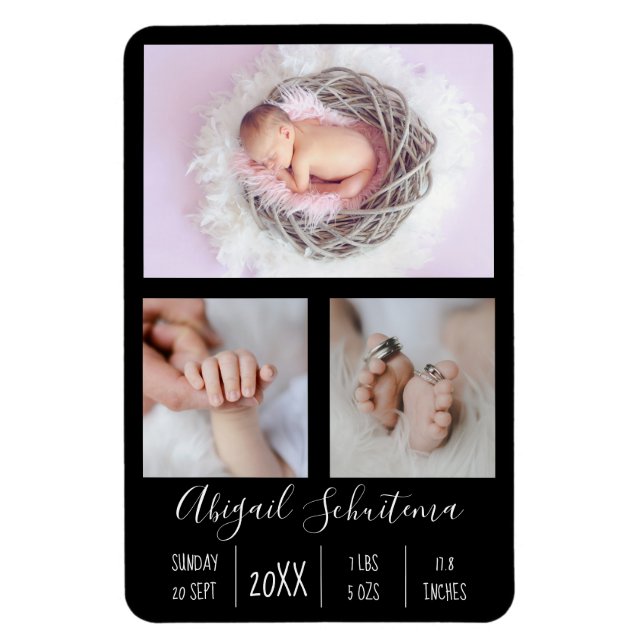 Magnet Flexible Bébé fille Faire-part de naissance flexible aimant (Vertical)