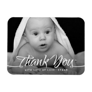 Magnet Flexible Bébé Merci Photo personnalisée Chic Script à main