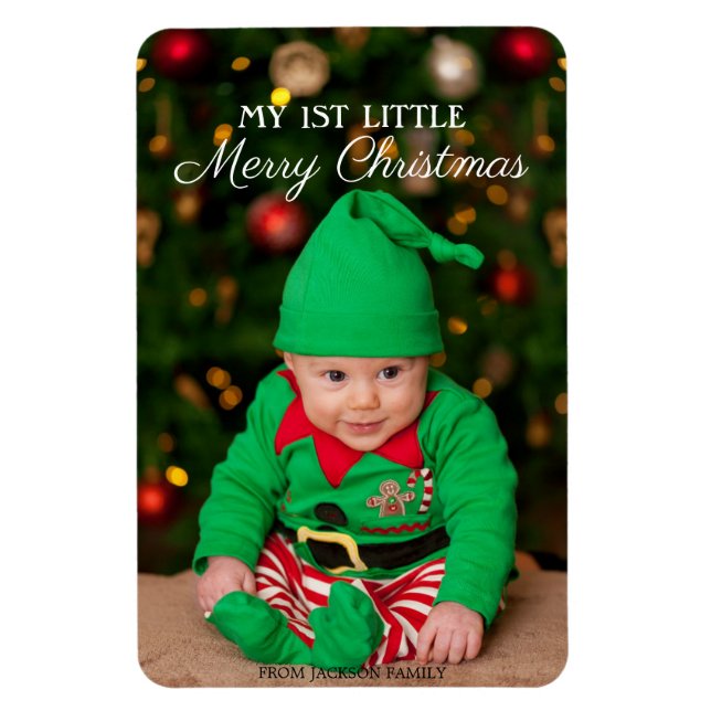Magnet Flexible Bébé mignon 1er Petit Joyeux Noël Photo (Vertical)