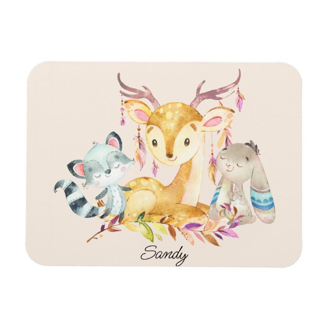 Magnet Flexible Bébé mignon Animaux Personnalisés Nom Sexe Neutre (Horizontal)