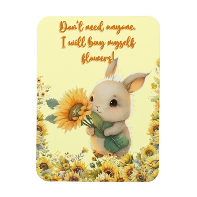 Magnet Flexible Bébé mignon lapin tenant tournesol magnétique flex (Vertical)