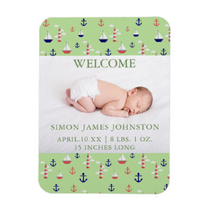 Magnet Flexible Bébé mignon Nautique Faire-part de naissance