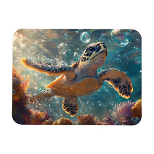 Magnet Flexible Bébé mignonne tortue de mer avec bulles