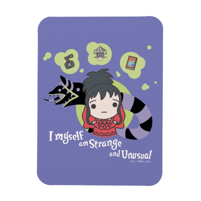Magnet Flexible Beetlejus | Chibi Lydia "Étrange et inhabituel" (Vertical)