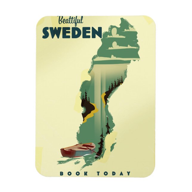 Magnet Flexible Belle affiche de voyage suédoise (Vertical)