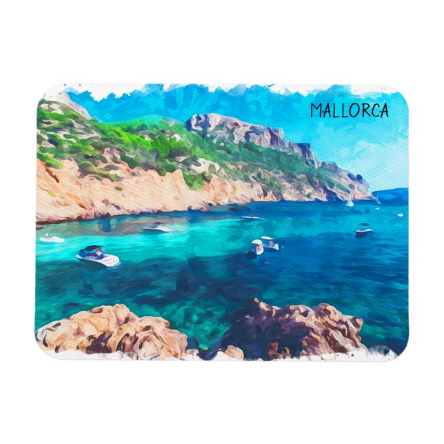 Magnet Flexible Belle Aquarelle de Majorque Espagne (Horizontal)