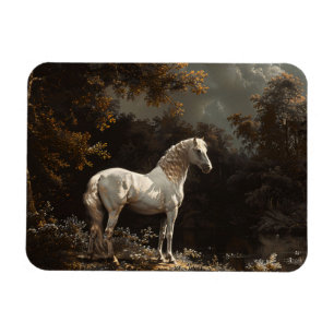 Magnet Flexible Belle Cheval Blanc Peinture Vintage Flexible