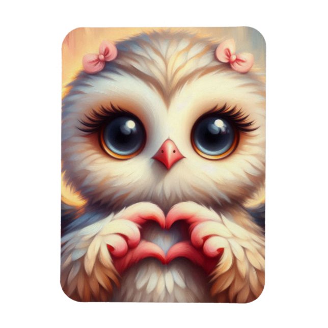 Magnet Flexible Belle Chouette Coeur d'Amour (Vertical)
