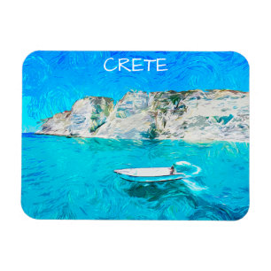 Magnet Flexible Belle Crète Grèce Peinture Aquarelle Océan
