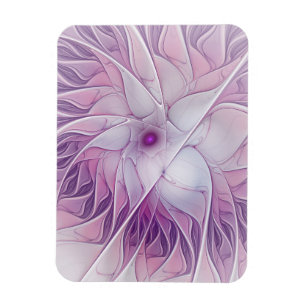 Magnet Flexible Belle Fleur Rose Moderne Art Fractal Abstrait