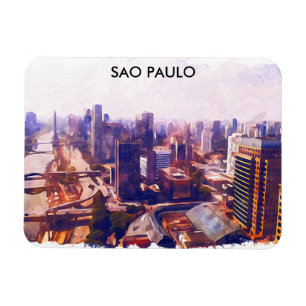 Magnet Flexible Belle Sao Paulo Brésil Skyline Peinture