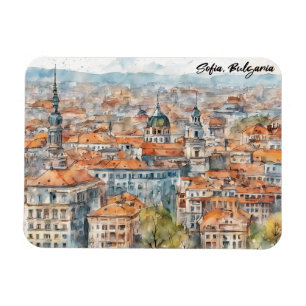 Magnet Flexible Belle Sofia Bulgarie Peinture Aquarelle Ville