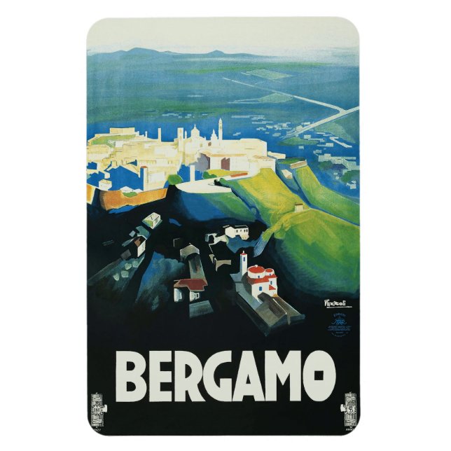 Magnet Flexible Bergame Italie | Souvenir Vintage voyage (Vertical)