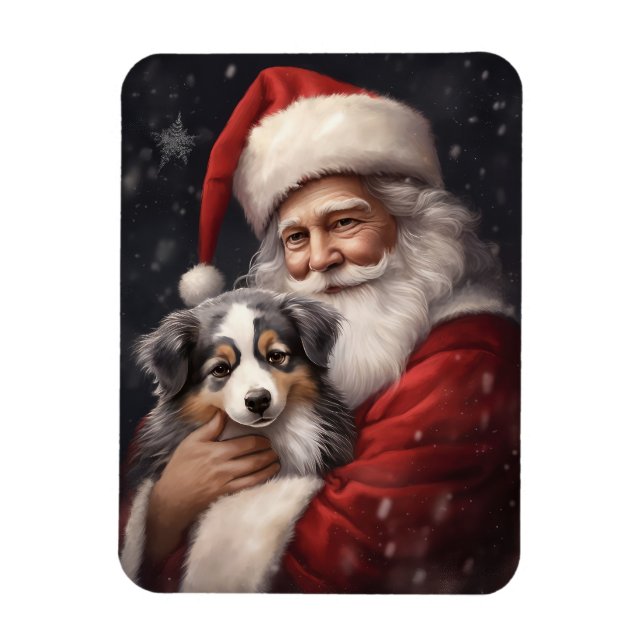 Magnet Flexible Berger australien avec Noël du Père Noël (Vertical)