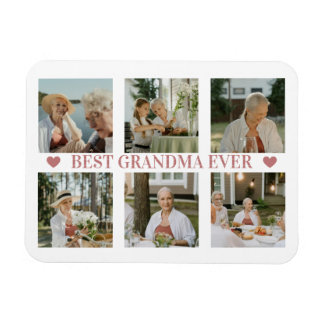 Magnet Flexible Best Grandma Ever Photo Collage – Gift with Hearts